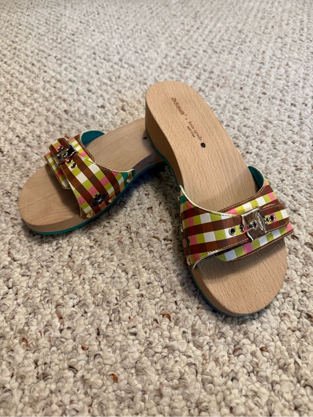 DR SCHOLLS X KATE SPADE BELLA PLAID SLIDES - Picture 2 of 8